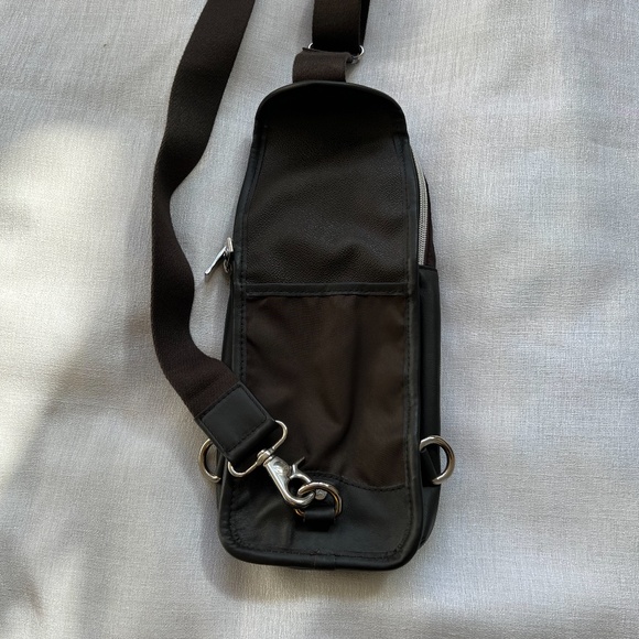 Orobianco Sling Shoulder Bag Rectangle Brown Lots of pockets 6" x 14" Crossbody - Picture 3 of 10